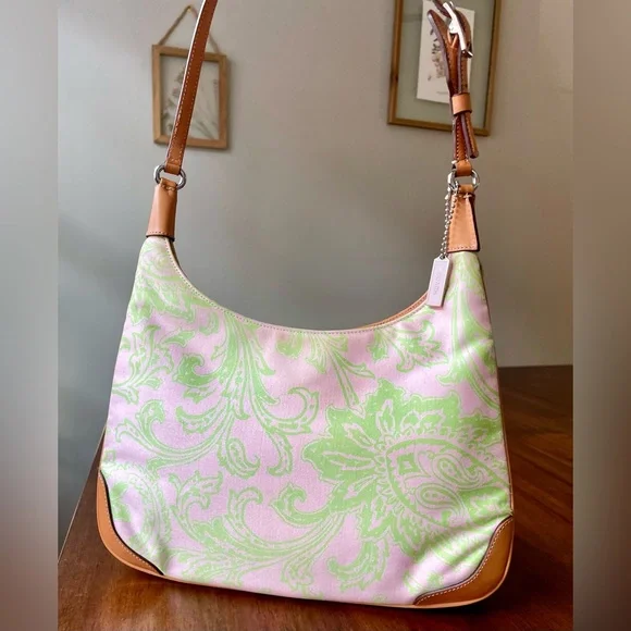 Vintage Coach Pink & Green Paisley Girlie Hobo Y2K 2001 - Picture 8 of 15